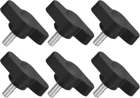 uxcell 6Pcs Tee Wing Knobs Thumb Screws, M4 x 10mm Clamping Screw Knob Male Thread 304 Stainless Steel T Shaped Thumb Screws Handle 27mm Dia. for Hand Tightening Knob Replacement, Black in Saudi Arabia