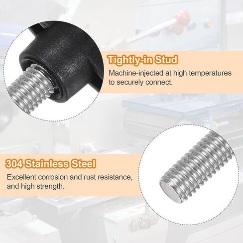 HARFINGTON 8pcs Tee Wing Knobs M8 x 25mm Metric 304 Stainless Steel Threaded Stud 36mm Z/T Head Plastic Handles Thumb Screws Hand Clamping Knob Grip Thumbscrew with Nuts Washers, Black in Saudi Arabia