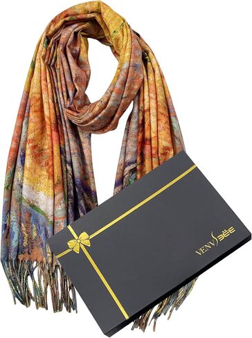 VENVSBEE Van Gogh Scarves Art Scarf for Women Best Gift Reversible Soft Cashmere Feel Shawl Wrap Pashmina Rave in Gift Box in Kuwait