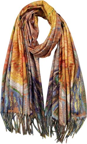 VENVSBEE Van Gogh Scarves Art Scarf for Women Best Gift Reversible Soft Cashmere Feel Shawl Wrap Pashmina Rave in Gift Box in Kuwait
