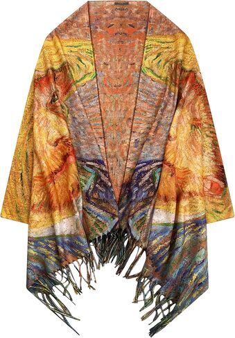 VENVSBEE Van Gogh Scarves Art Scarf for Women Best Gift Reversible Soft Cashmere Feel Shawl Wrap Pashmina Rave in Gift Box in Kuwait