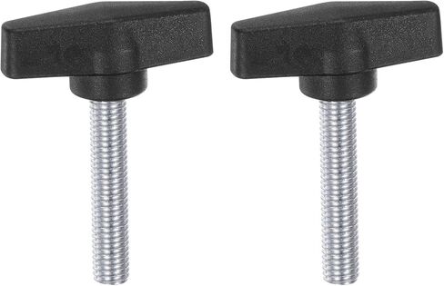 HARFINGTON 2pcs Tee Wing Knobs M10 x 20mm Metric Male Threaded Stud 55mm T Head Plastic Knob Handles Thumb Screws Hand Clamping Tightening Knob Grip Thumbscrew, Black in Saudi Arabia
