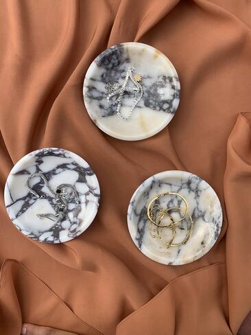 Real Travertine Marble Tray Serving as Key Bowl, 6.1'' Jewelry Dish & Decorative Bowl Dish for Key Earring, Nightstand Decor & Ring Holder Gift for Women & Birthday Gift (Travertine) in Saudi Arabia