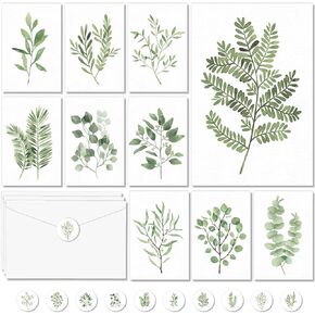 50PCS Greenery Blank Cards Greeting Cards Bulk Watercolor Botanical Blank Cards With Envelopes Stickers Green Leaves Blank Note Cards Plant Thank You Cards For Birthday Baby Bridal Shower Wedding in Kuwait