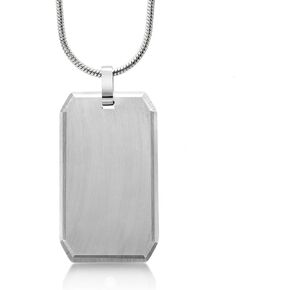 Gem Stone King Personalized Tungsten Carbide Solid Polished Dog Tag Pendant Necklace with Lab Grown Diamond - Custom Engravable, Durable and Stylish Jewelry with 24 Inch Chain