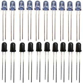DIKAVS Super-Bright 5mm 940nm LEDs Infrared Emitter and IR Receiver Diode for Arduino (Pack of 10 Pairs)