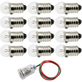 FDXGYH E10 3.8V 0.3A Mini Light Bulbs 12pcs Old Fashioned Christmas Lights Replacement Bulbs Physical Electrical Experiment Replacement Bulbs for String Lights with Bulb Holder