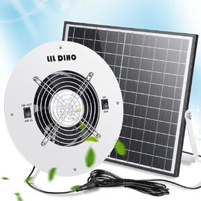 LilDiho 30W solar attic fan- solar exhaust fan, Two Charging Options, IPX7 Waterproof Fan 32.8Ft, Solar Fan for Attic, Underground Space, Greenhouse, Basement, Garage, Barn, Workshop