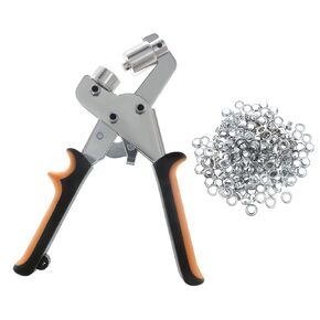 Grommet Tool Kit 3/8"(10mm) Grommets for Fabric with 500pcs Silver Grommets Handheld Grommet Press for Fabric, Tarps, Canvas, Leather