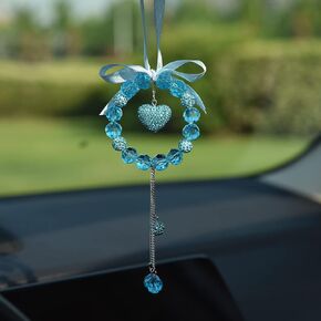 INEBIZ Bling Car Charm Pendant Crystal Beaded Hanging Ornament for Rear View Mirror Decoration (A-Purple Cross)
