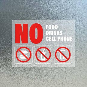 No Food Drinks Cell Phone Sign 6 x 8 Inch Aluminum Waterproof Metal Reflective Signals for Business Classroom Outdoor Indoor 2 PCS