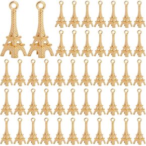 Framendino, Colorful Eiffel Tower Charms Pendant Tibetan Vintage Alloy Eiffel Tower Charm Hanging Pendant Beads for Keychain Jewelry Making Accessories