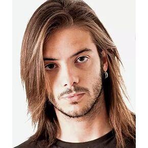Tseses Mens Curly Brown Wig Short Fluffy Natural Layered Hair with Bang Costume Halloween Cosplay Party Synthetic Wig