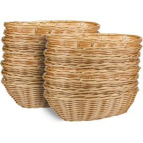 Yesland 16 Pack Plastic Oval Basket, Food Storage & Fruit Basket, 8-3/4 x 6-1/4 x 2-3/4 Inches Basket Bin for Kitchen, Restaurant, Centerpiece Display