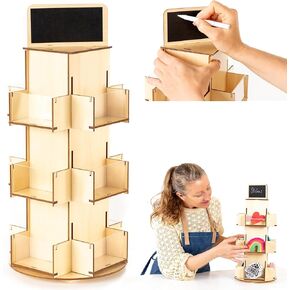ODOXIA Sticker Display Stand | Tabletop Rotating Stand Wood | Sticker Display Stand for Vendors | Retail Organizer Rack | Sticker Holder Organizer Display | Greeting card Display Stand