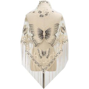 Ralcosuss Women’s Butterfly Shawl and Wrap Lace Hollow Out Triangle Pashmina Scarf for Wedding Evening Party Dresses
