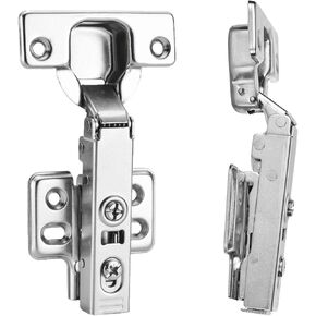 4pcs Standard Cabinet Hinge,Fit for Frameless Cabinet,European Inset,Soft Closing,Four-Hole mounting Plate Hinges,Nickel Plated Finish