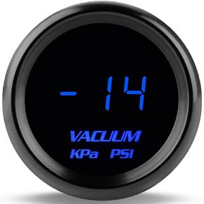WATERWICH Vacuum Gauge Kit 2-1/16" 52mm KPA/PSI Blue for Car Truck Boat