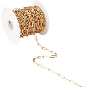 32.8 Feet 10M Stainless Steel Paperclip Chains Soldered Paperclip Link Chain Necklace Rose Gold for Jewelry Necklace Bracelet Making Crafts