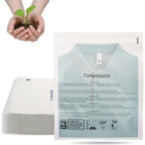 Compostable Self Sealing Adhesive Clear Bags 12x15 inch Resealable Transparent T Shirt Bags Apparel for Packaging, Clothing & T Shirts 50 Couts