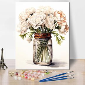 DIY Paint by Numbers for Adults Skull Adult Paint by Number Kits on Canvas Stained Glass with Skull Roses Painting by Numbers Kit for Adults Flowers Art Crafts 16x20 in
