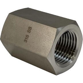1/2 NPT Female to 1/2 NPT Female Straight 316 SS Hex Coupler/Coupling for Air, Liquid or Hydraulic Fitting - Industrial Air Tool Hose 1/2 Inch Coupling 316 Stainless Steel