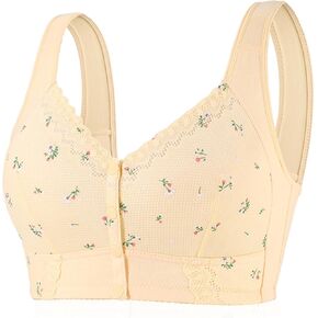Front Closure Bras for Odler Women Gathering Plush Size Bras Thin Cup Wireless Bras Full Coverage T-Shirt Bralettes