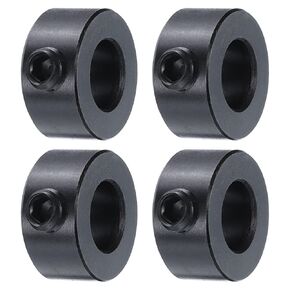 uxcell 4pcs Set Screw Collars 3/8" Bore Carbon Steel Shaft Collars, 3/4" OD, 3/8" Width Axle Collar Clamp for Linear Rod Shaft Guide, Black Oxide