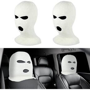 2Pcs Funny Car Headrest Cover, Personalized Car Seat Face Mask, Funny Hat for Car Seat Headcover Spoof Face Car Seat Head Rest Cover Protector Breathable Headrest Cover for Most Cars(Black)