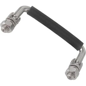 304 Stainless Steel Folding Handle 90 Degree Folding Solid Pull Handle with Rubber, Electric Cabinet Handle Industrial Cabinet Handle, Toolbox Handle (with Nut, Hole Center 4.72 in)