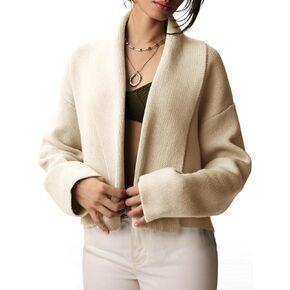 Saodimallsu Womens Cropped Cardigan Open Front Shawl 2024 Fall Trendy Long Sleeve Sweater Jacket