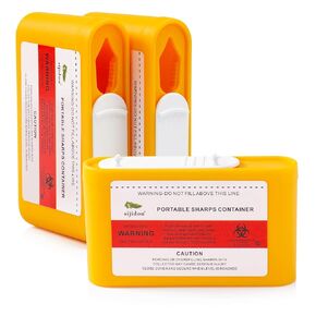 Portable Sharps Container Designed for Safe and Easy Disposal of Insulin Needles, Pen Needles, and Other Medical Sharps While Traveling Or at Home (3 Piece)
