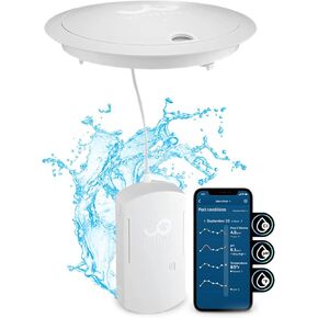 Waterguru - Sense S2 Smart Pool Monitor - Chlorine & pH Meter - CYA & Alkalinity Tester Pool Water Tester - Spa & Hot Tub Monitor - Includes WaterGuru Sense S2 C5 Cassette, Float Ring & More