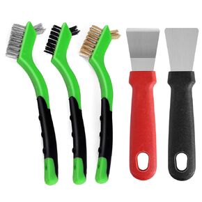 Wire Brush Set for Cleaning,8Pcs Small Brass/Stainless/Nylon Steel Scratch Brushes with Paint Scraper for Rust,Dirt & Paint Remover,Soft Curved Handle Grip