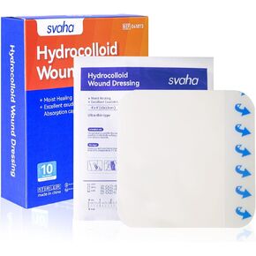 Hydrocolloid Wound Dressing Patch | Large 4"x4" Pads, 10 Pack Self-Adhesive Gel Bandages | Fast Healing for Bed Sores, Burns, Blisters, Acne & Superficial Wounds | Waterproof & Moist Protection