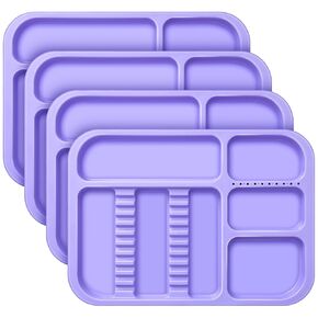 4 Pieces Dental Autoclavable Divided Tray Dental Instrument Plastic Divided Separate Tray Dental Office Supplies (Purple)