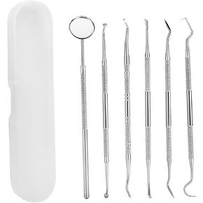 Dental Tools,Plaque Remover, Dental Oral Care Tools, Stainless Steel Tooth Cleaning Tool Set with Storage Box(6PCS)