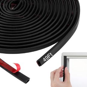 Weather Stripping Door Seal Strip,Door Seal Strip for Door Frame Rubber D-Shape,Self Adhesive Weather Insulation,Door Weatherstripping for Door & Window Frame Insulation (0.23"x0.39"x32ft)