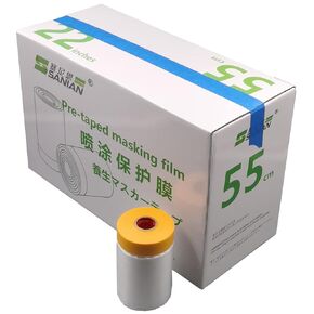 Pre-Taped Masking Film Film and Masking Tape in one Plastic Tape and Drape Roll (20 Pack, Each roll 22" x 82 feet)