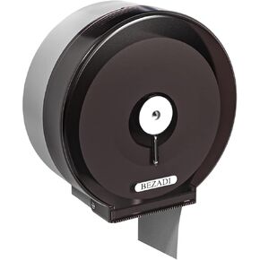 Jumbo Toilet Paper Dispenser Wall Mount Waterproof Large Capacity Single Roll for Restrooms with Lock ABS White