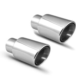 Pack of 2 Black Exhaust tip - 2.25" ID x 3.5"OD x 6.25"L -Double Wall Weld On Muffler Tail Pipe Stainless Steel Black Coated