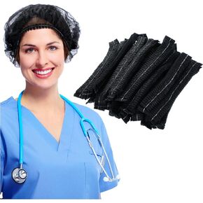 500 Pieces 1000 Pcs Disposable Bouffant Caps Bulk 21 Inch Disposable Hair Nets Non Woven Clip Caps for Food Service Workers Nurses Labs(Black)