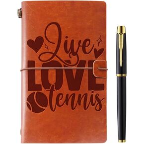 Tennis Gifts Leather Journal Notebook Tennis Gifts for Women, Gifts for Tennis Lover, Tennis Lover Gifts for Men Women Friends Coach Tennis Player