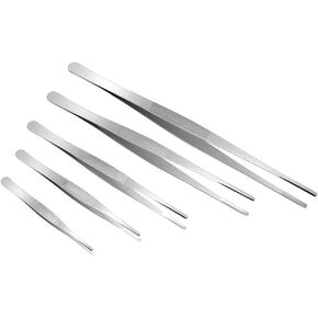 Hysagtek 5 Pcs Stainless Steel Gardening Tweezers Seed Tweezers Large Long Tweezers Plant Tweezer Set for Plants, Gardening, Succulents, Kitchen, 4.9"/6.3"/7.9"/9.8"/11.8"