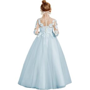 Flower Girls Dresses for Wedding Lace Appliques Birthday Party Gowns First Communnion Dress for Girls PT067