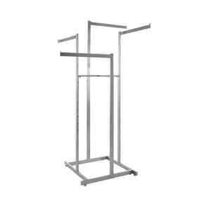 Econoco - Clothing Rack, 4-Way High-Capacity Clothing Rack, Adjustable Arms, Square Tubing, Perfect for Clothing Store Display - Satin Chrome