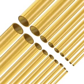 18 Pack 9 Sizes Brass Round Tube Set, Seamless Straight Brass Pipes, High Strength Metal Tubing for Model Hobby, 2mm 2.5mm 3mm 3.5mm 4mm 5mm 6mm 8mm 9mm OD x 0.5mm Wall Thickness 300mm Length