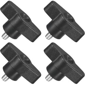 uxcell 4Pcs Tee Wing Knobs Thumb Screws, M5 x 60mm Clamping Screw Knob Male Thread 304 Stainless Steel T Shaped Thumb Screws Handle 36mm Dia. for Hand Tightening Knob Replacement, Black