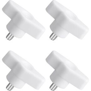 uxcell 4Pcs Tee Wing Knobs Thumb Screws, M6 x 40mm Clamping Screw Knob Male Thread 304 Stainless Steel T Shaped Thumb Screws Handle 36mm Dia. for Hand Tightening Knob Replacement, White
