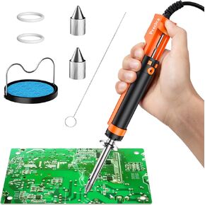 Preciva 929D-V Electric Desoldering Iron Solder Sucker, Portable Desoldering Gun,110V Desoldering Pumps with Desoldering Nozzles 1.0mm 1.2mm for Through-Hole Desoldering